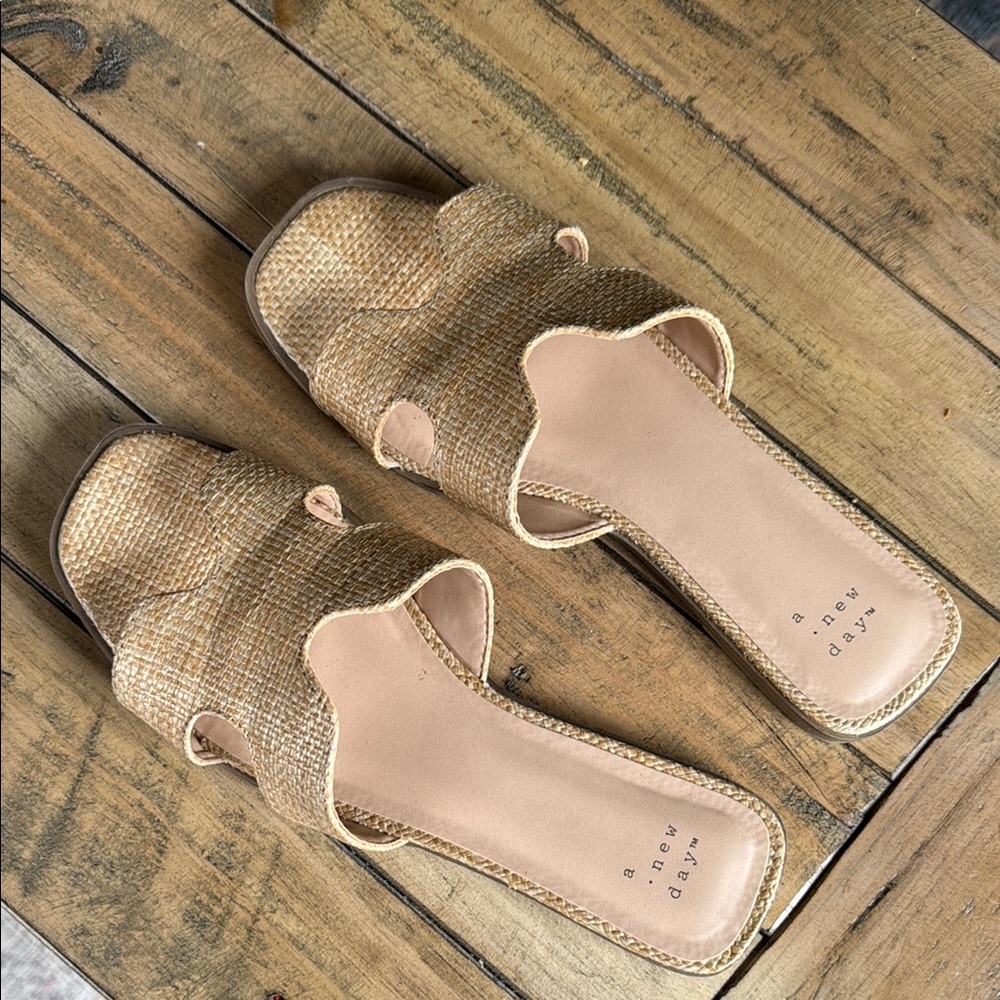A New Day Women's Tan Slide Sandals